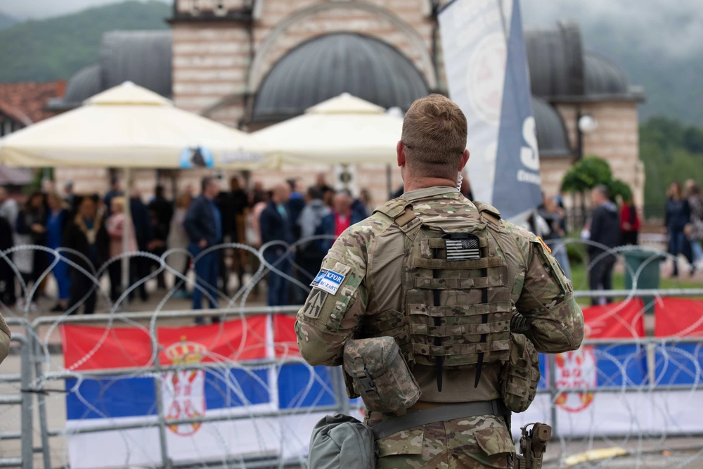 Kosovo Force Soldiers respond to protests in Kosovo. 